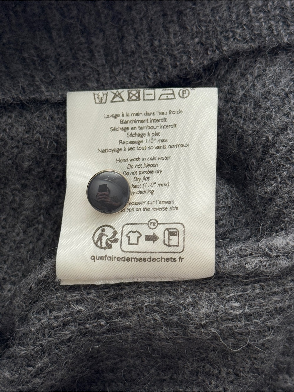 Sézane Barry Charcoal Gray Mohair Alpaca Cardigan Sweater - Picture 10 of 11